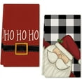 thumbnail image 1 of JOOCAR Christmas Kitchen Towel, Black and White Buffalo Plaid Santa Claus Belt HOHOHO Christmas Towel for Home Kitchen Festive Decoration Housewarming Gift Towel Set of 2, 1 of 5