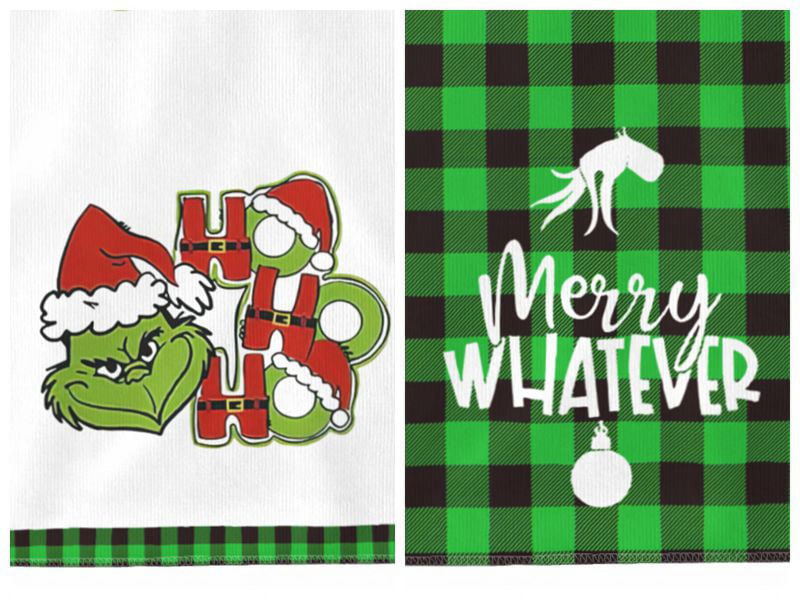 Green Buffalo Plaid Merry Christmas Waffle Kitchen Towel