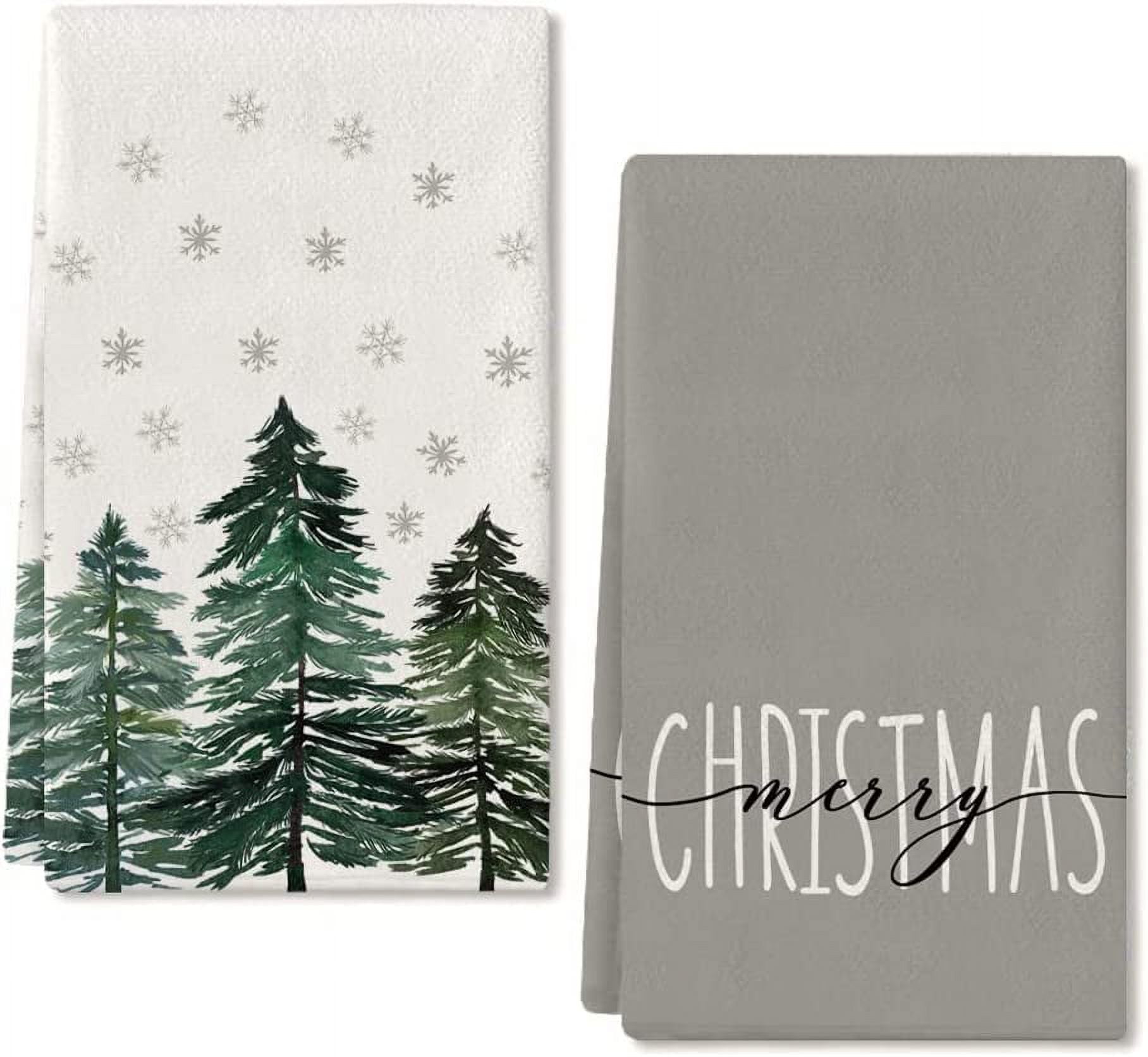 Easternproject Christmas Tree Hand Towels Set of 2 Black Red Buffalo Plaid  Check Xmas Trees Snowflake Kitchen Towel for Bathroom Yoga Gym Winter