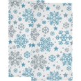 thumbnail image 1 of JOOCAR Christmas Kitchen Towels, White Blue Snowflake Stars Sparkling Christmas Towels, Suitable for Home Kitchen Holiday Decoration Housewarming Gift Towel Set of 2, 1 of 5