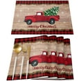 thumbnail image 1 of JOOCAR Christmas Placemats, Red Black Buffalo Plaid Vintage Red Truck Christmas Placemats for Home Dining Table Festive Decor Rectangular Placemats Set of 6, 1 of 5