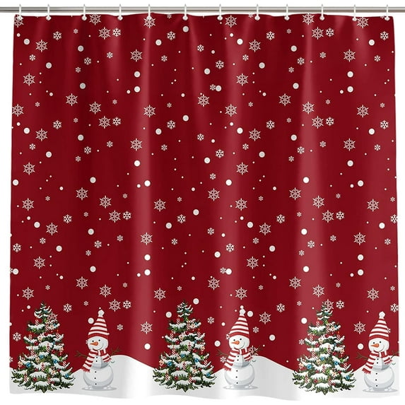 JOOCAR Christmas Shower Curtain,Christmas Trees with 12 Hooks,Waterproof,Washable,Odorless Home Decor,72x72In
