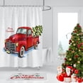 thumbnail image 1 of JOOCAR Christmas Shower Curtain, Retro Red Truck Carrying Christmas Tree Merry Christmas Shower Curtain for Home Bathroom Waterproof Festive Decoration, 1 of 5