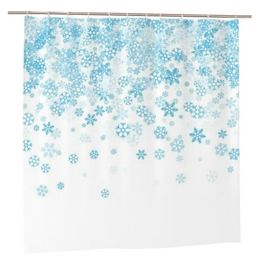 JOOCAR Christmas Shower Curtain for Bathroom, Falling Snowflake Decor Winter Holiday Cloth Fabric Shower Curtains Set with Hooks