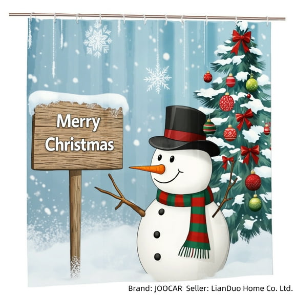 JOOCAR Christmas Snowman and Tree Polyester Shower Curtain for Home Bathroom Bath Tub Decoration 72x72 inch