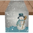 thumbnail image 1 of JOOCAR Christmas Table Runner, Grey Christmas Snowman Snowflake Let It Snow Christmas Table Runner for Christmas Kitchen Table Table Festive Decoration, 1 of 5