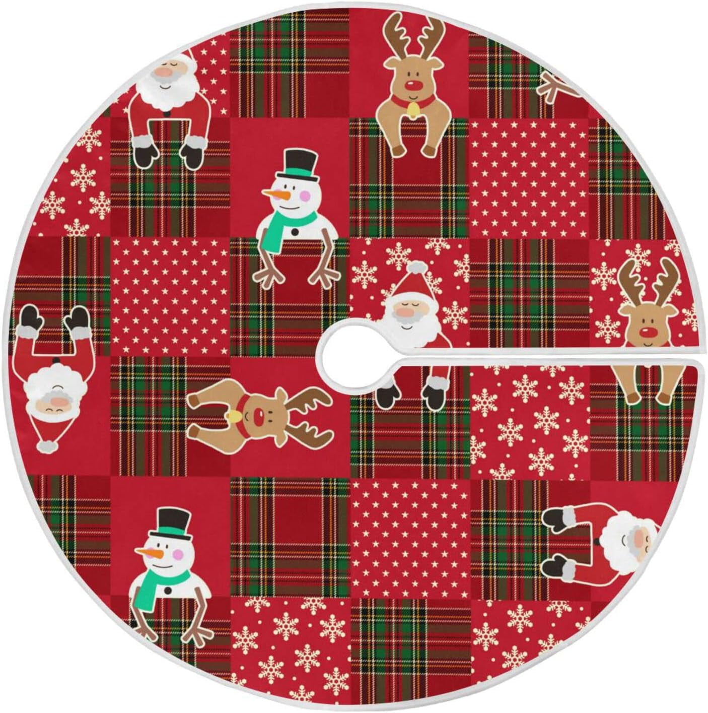 JOOCAR Christmas Tree Skirt Santa Snowman Elk Plaid Buffalo Large Xmas