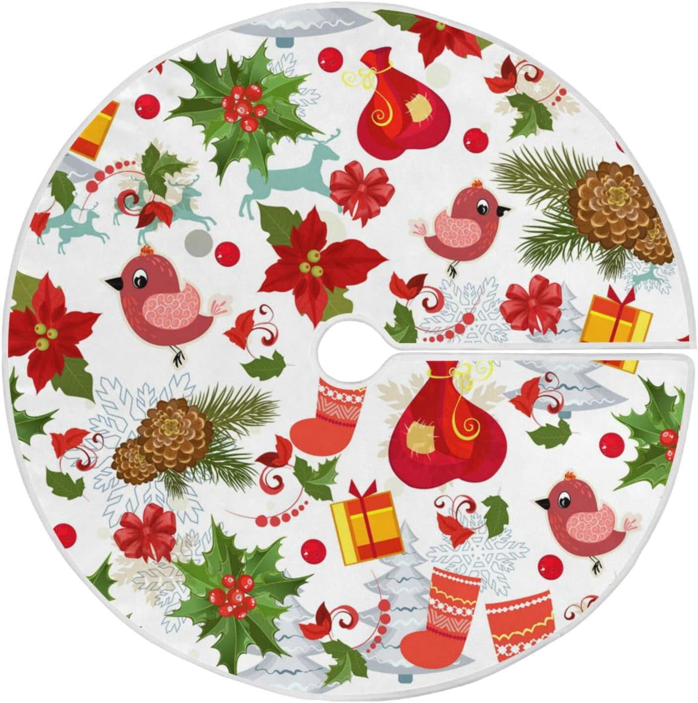 JOOCAR Christmas Tree Skirt Xmas Tree Decorations Burlap Tree Skirt Red