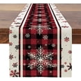 thumbnail image 1 of JOOCAR Christmas table runner, classic red and black Buffalo snowflake table runner for Christmas kitchen table table festive decoration, 1 of 5