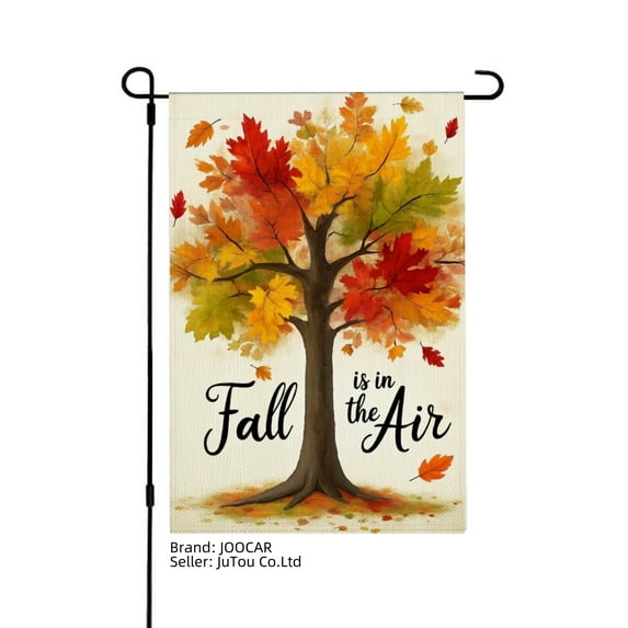JOOCAR Colorful Tree Linen Garden Flag Fall is in the Air for Fall Autumn Home Outdoor Garden Yard Door Decor 12x18 inch