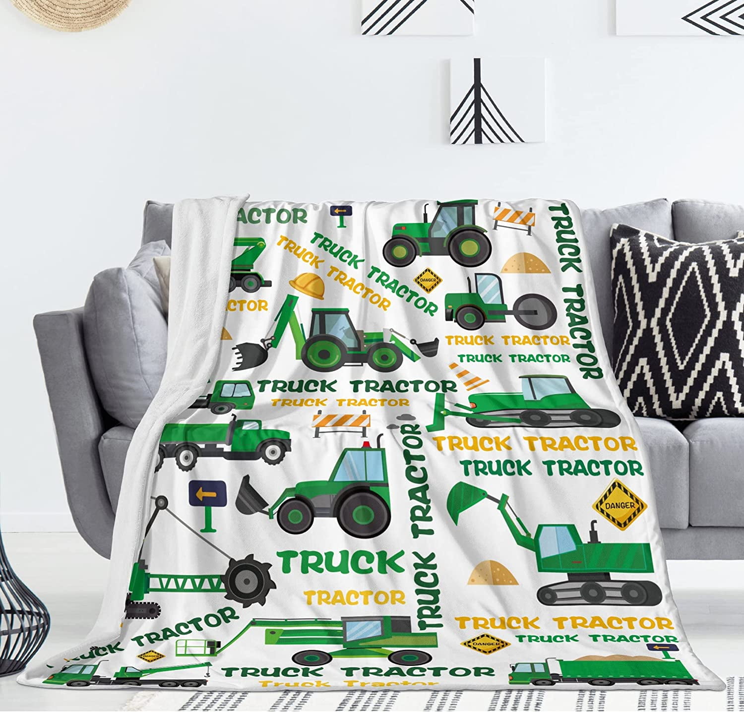 JOOCAR Construction Truck Blanket Boys Excavator Plush Throw Blanket