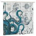 thumbnail image 1 of JOOCAR Cool Octopus Shower Curtain Anime Nautical Shower Curtain Teal Kraken Shower Curtain Sailboat Pirate Shower Curtain 72X72in, 1 of 7