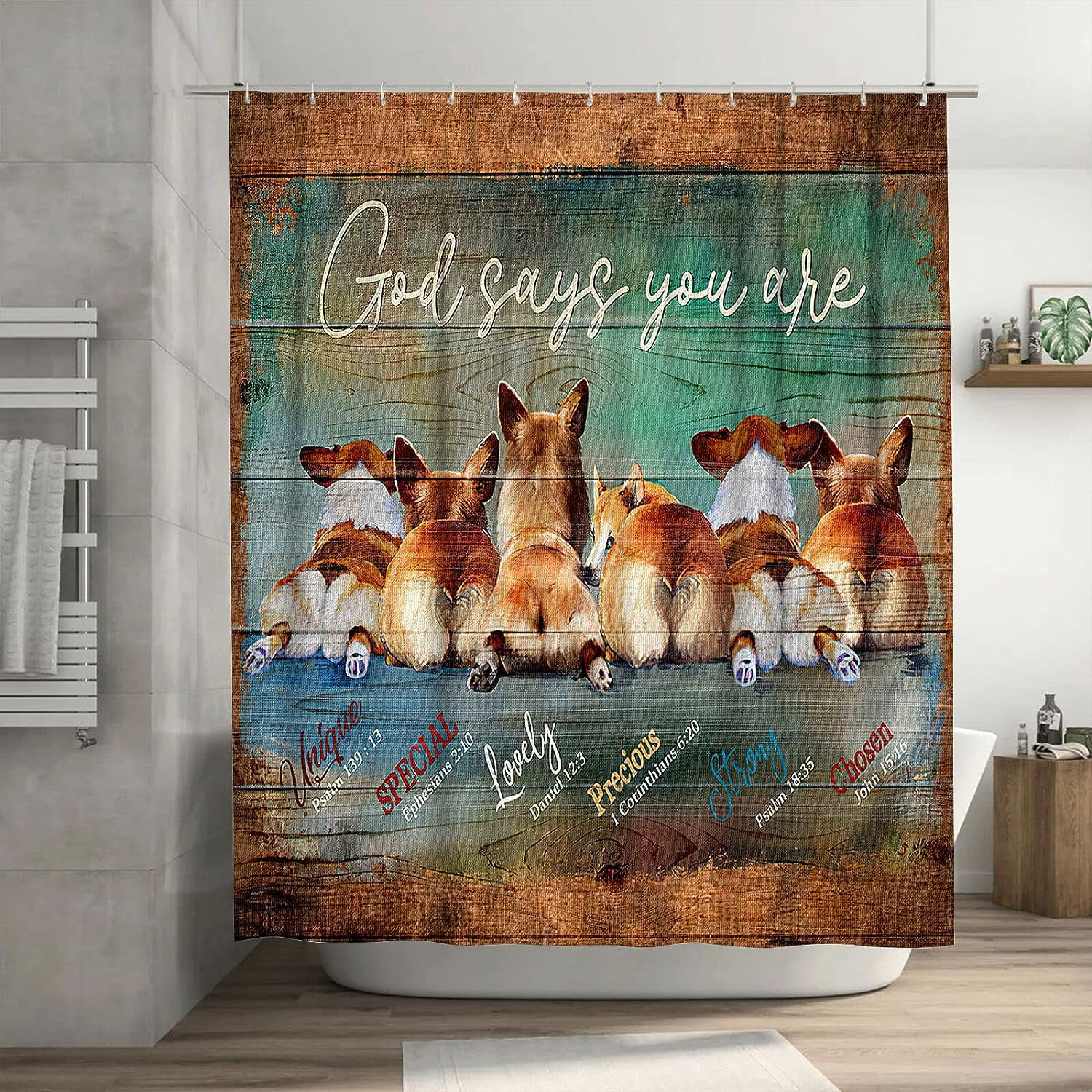 JOOCAR Dogs Shower Curtain Funny Rustic Dog Bathroom Shower