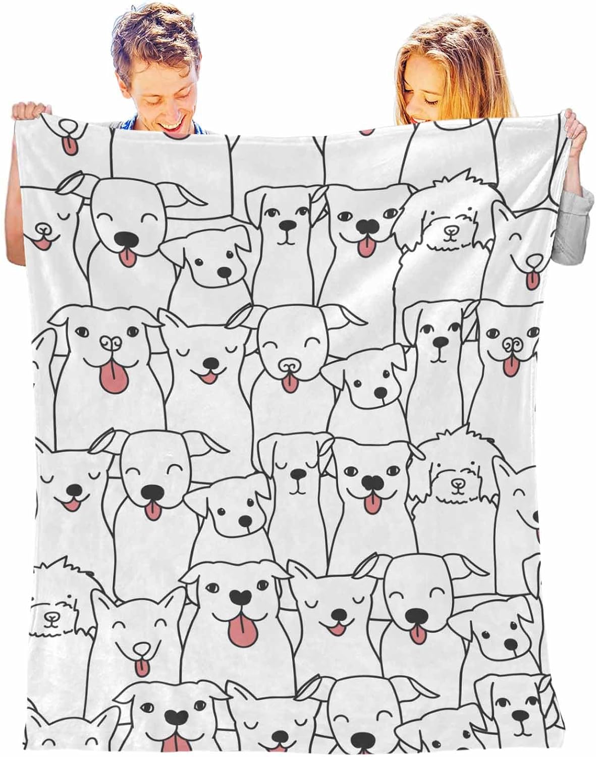 JOOCAR Couch Blankets, Cute Pet Dogs Warm Plush Throw Blankets Travel