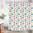 thumbnail image 1 of JOOCAR Dog Paw Shower Curtain, Cute Hand Drawn Paws Print Doodles Circular Pattern Children Drawing Style Animal for Dog Lover Fabric Bathroom Set with Hooks 72x72 Inch Multicolor, 1 of 7