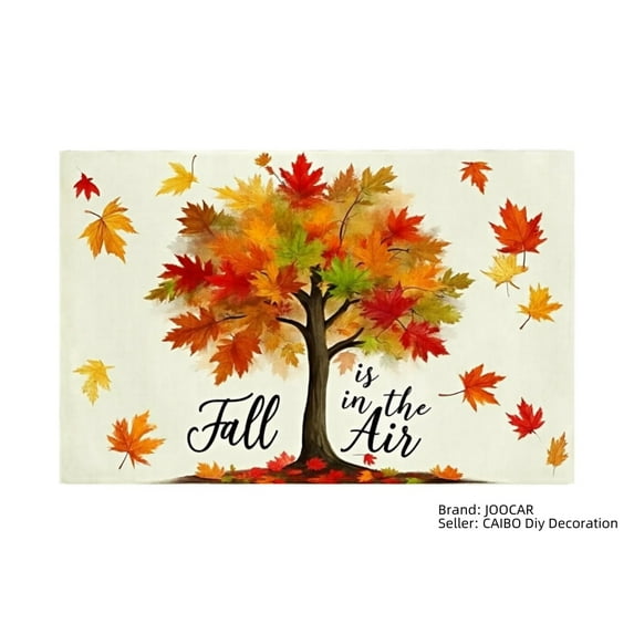 JOOCAR Fall is in the Air Watercolor Tree Linen Table Mats Set of 4 for Home Kitchen Table Decor 12x18 inch