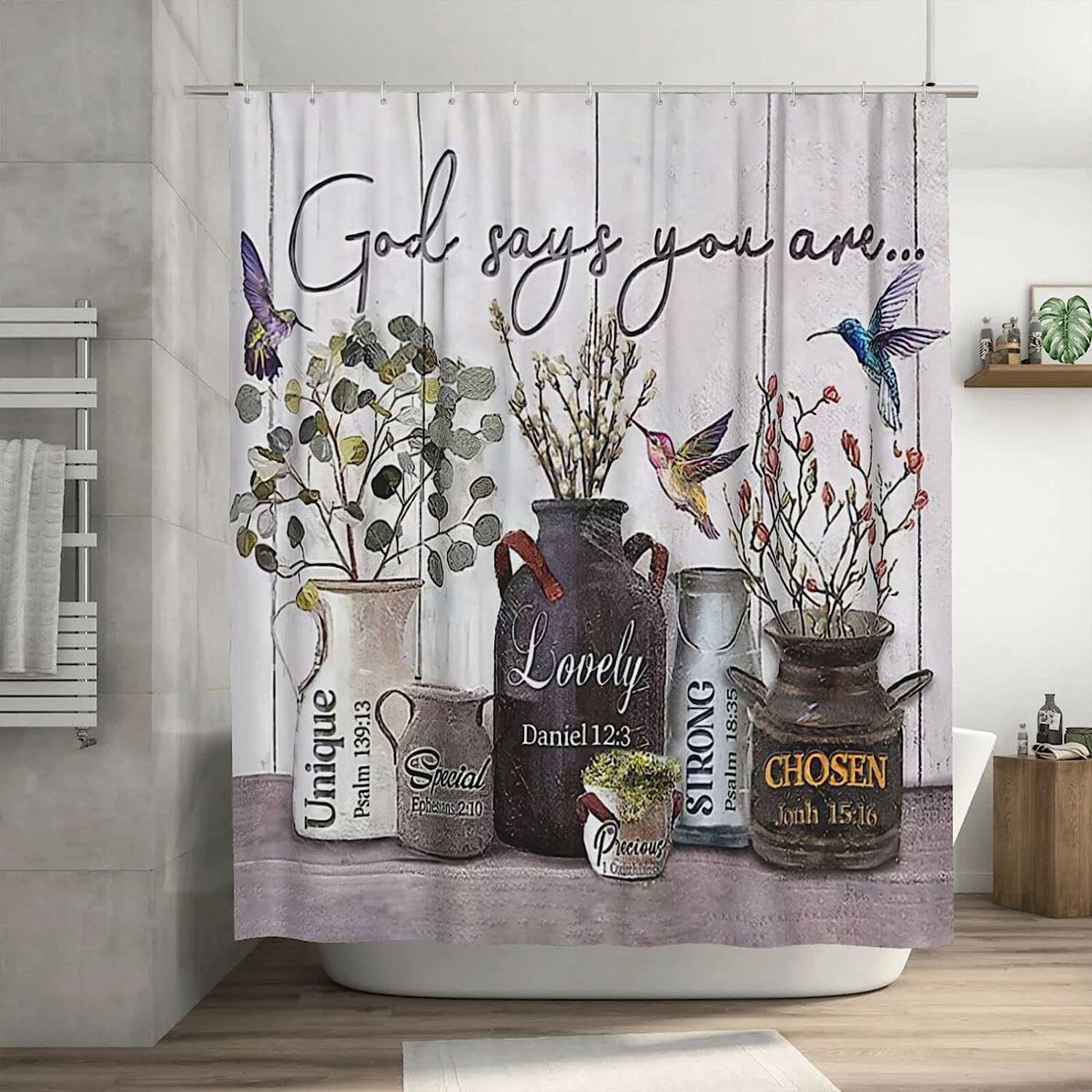 JOOCAR Farmhouse Shower Curtain Christian Bible Verses Shower Curtain