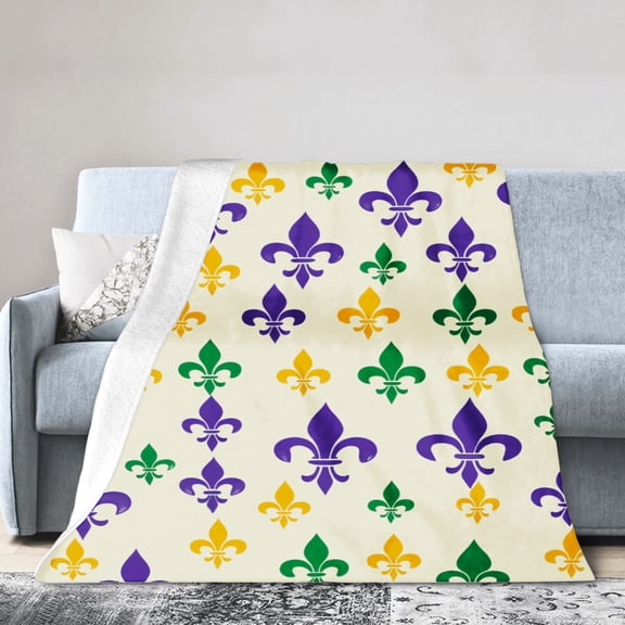 JOOCAR Fleur De Lis Pattern Flannel Throw Blanket For Gift Home Sofa Bed Decoration 50x40 inch