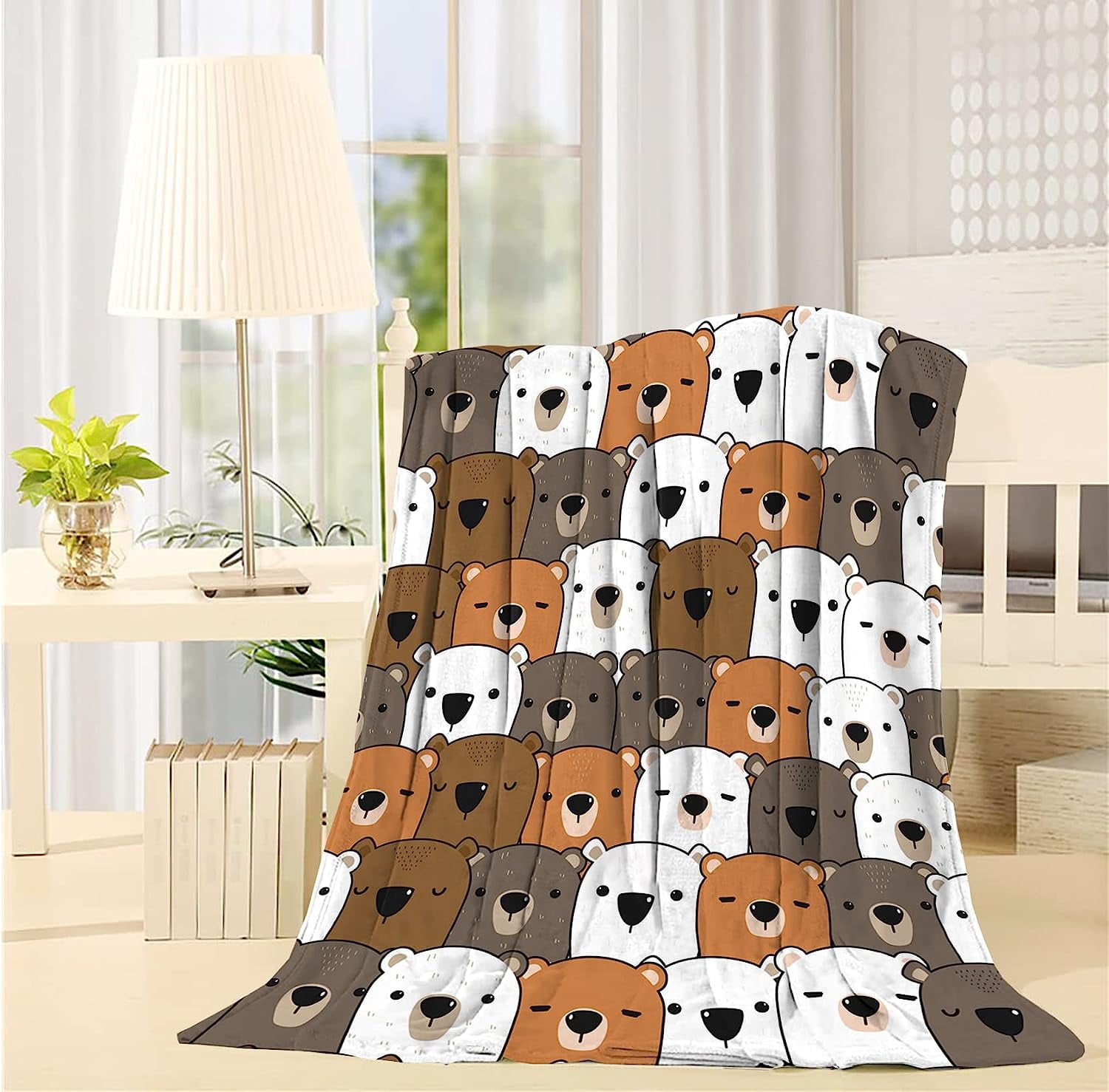 JOOCAR Funny Teddy Bear Blanket Throw, Flannel Fleece UltraSoft Fluffy