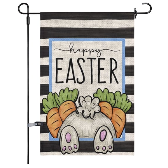 JOOCAR Garden Flag, Carrot Bunny 12x18 Inch Reversible Garden Flag for Easter Outdoor Garden Holiday Yard Decoration