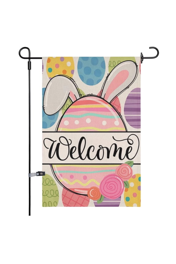 Garden Flags, Easter Bunny Eggs 12x18 Inches Reversible Garden Flags for Easter Outdoor Garden Holiday Yard Decoration
