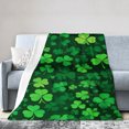 thumbnail image 1 of JOOCAR Green Clover Pattern Flannel Throw Blanket For Gift Home Sofa Bed Decoration 50x40 inch, 1 of 5