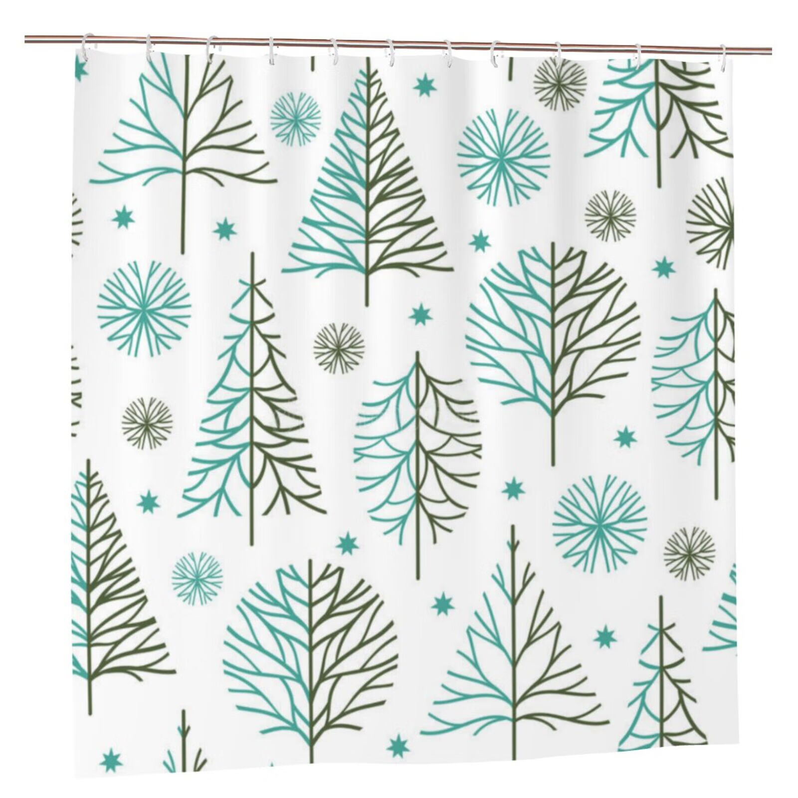 JOOCAR Grauer Schneeflocken-Duschvorhang 180x180 Cm – Winterlich, Weihnachten, Wasserdicht, Mit 12 Haken