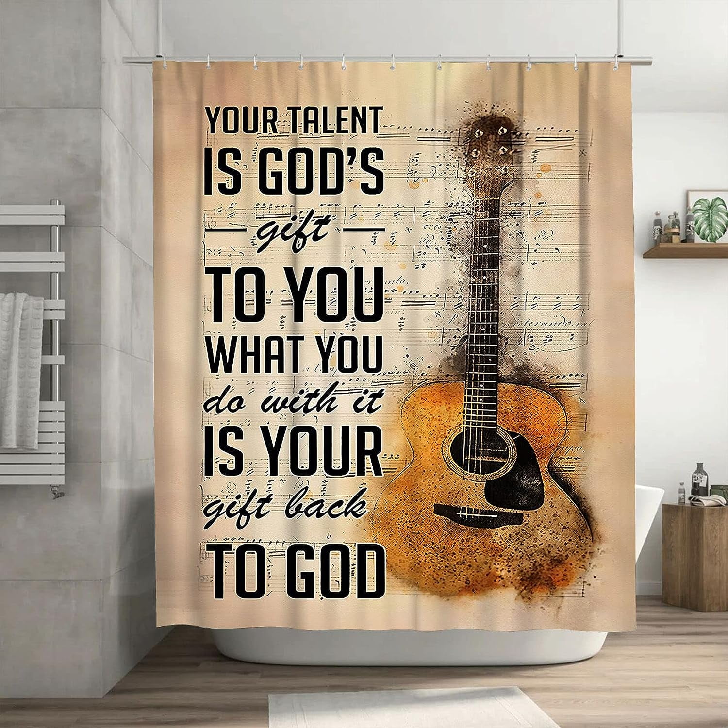 JOOCAR Guitar Music Shower Curtain Music Shower Curtains Modern