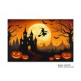 thumbnail image 1 of JOOCAR Halloween Castle and Pumpkins Linen Table Mats Set of 4 for Home Kitchen Table Decor 12x18 inch, 1 of 5