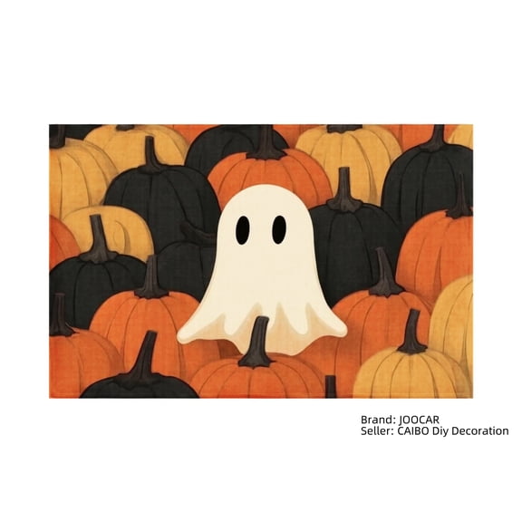 JOOCAR Halloween Ghost Pumpkin Linen Table Mats Set of 4 for Home Kitchen Table Decor 12x18 inch
