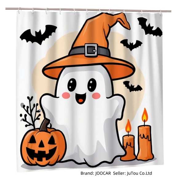 JOOCAR Halloween Ghost Pumpkin Polyester Shower Curtain for Home Bathroom Bath Tub Decor 72x72 inch