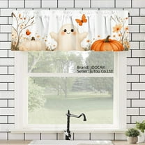 JOOCAR Halloween Ghost Pumpkin Polyester Window Valance Curtain for Home Kitchen Living Room Bedroom Bathroom Decor 54x18 inch