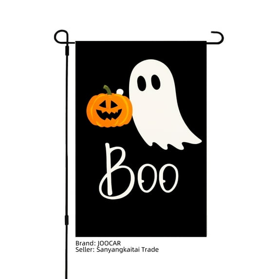 JOOCAR Halloween Ghost and Pumpkin Garden Flag with Boo Design for Fall Autumn Home Outdoor Garden Yard Door Decor 12x18 inch