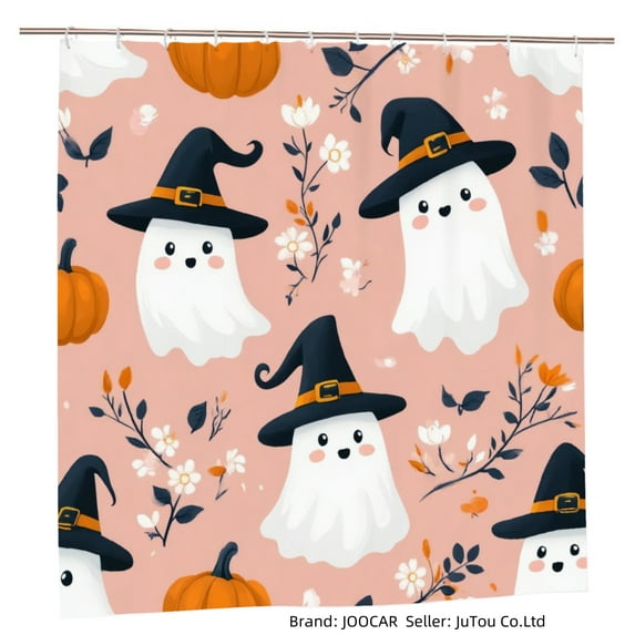 JOOCAR Halloween Ghosts with Witch Hats Polyester Shower Curtain for Home Bathroom Bath Tub Decor 72x72 inch