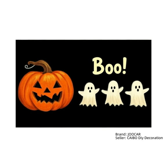JOOCAR Halloween Pumpkin Ghost Boo Linen Table Mats Set of 4 for Home Kitchen Table Decor 12x18 inch