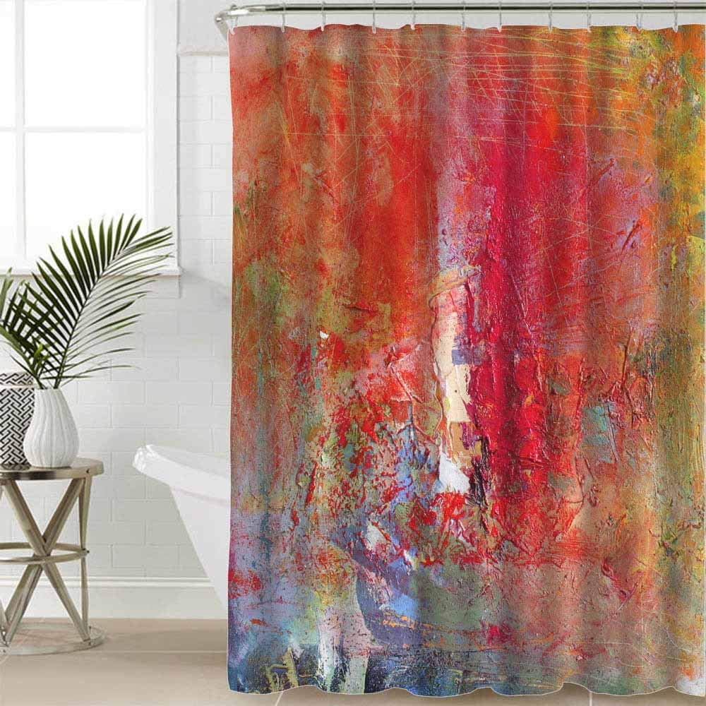 JOOCAR Hand Painted Canvas Shower Curtain 72x72 Inch Heavy Weighted Oil