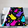 thumbnail image 1 of JOOCAR Happy Easter Colorful Bunny Pattern Flannel Throw Blanket For Gift Home Sofa Bed Decoration 60x50 inch, 1 of 5