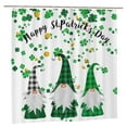 thumbnail image 1 of JOOCAR Happy St. Patrick's Day Shower Curtain, Green Clover Shamrock Leaf Irish Gnome Elf Design, Buffalo Check Plaid Decor Cloth Fabric Bathroom Curtains with Hooks Set 72 x 72 Inch, 1 of 6