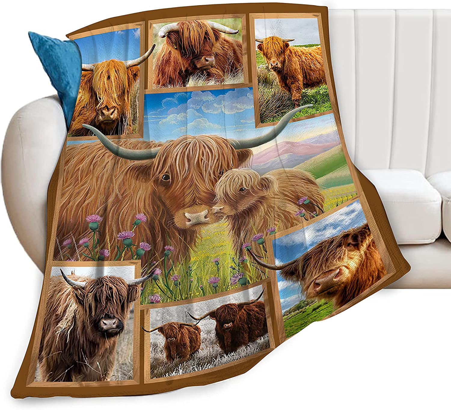 JOOCAR Highland Cow Blanket Farm Cow Animal Throw Blanket Highland Cow