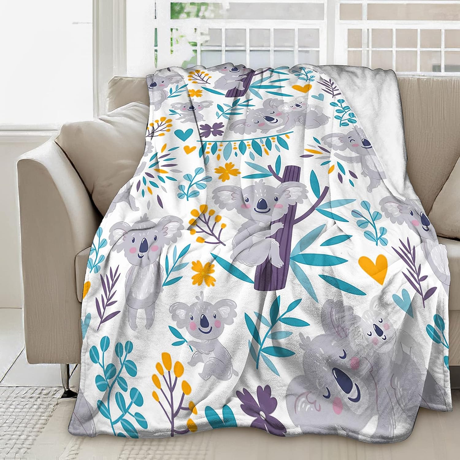JOOCAR Koala Blanket for Girls, Cute Koala Throw Blanket Gift for Kids