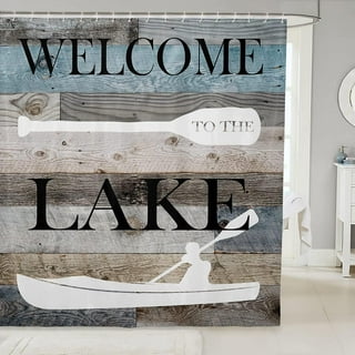 Rustic Cabin Shower Curtain Fishing Shower Curtain Natural Scenery