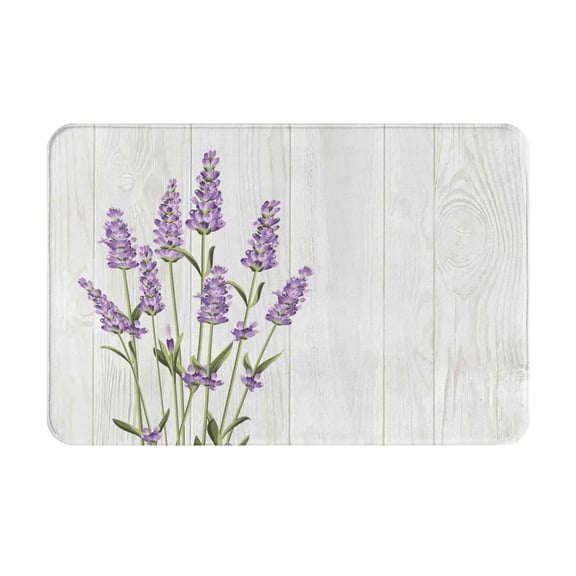 JOOCAR Lavender Bath Mat, Aromatic Herbs Bouquet on Rustic Wood Planks Fresh Country non-slip bathroom mat door mat 16"x24"