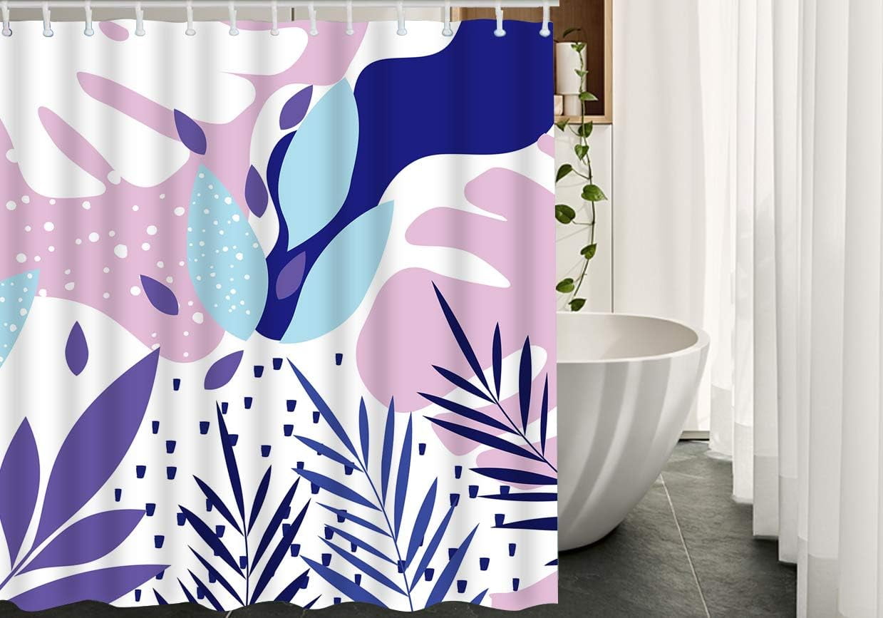 JOOCAR Feather Fabric Shower Curtain with Hooks Bird Animal Elegant Nature  Pen Doodle Color Smooth Bath Shower Curtain Polyester 72x72 Inch for  Bathrooms Bathtubs Camping Pink Green 