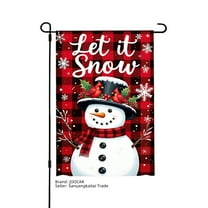 JOOCAR Let it Snow Snowman Garden Flag for Winter Christmas Home Outdoor Garden Yard Door Decor 12x18 inch