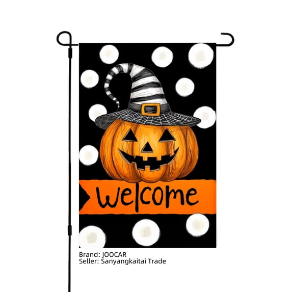 JOOCAR Linen Garden Flag Pumpkin Welcome for Fall Autumn Home Outdoor Garden Yard Door Decor 12x18 inch
