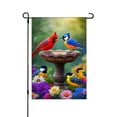 thumbnail image 1 of JOOCAR Linen Garden Flag with Birds on Birdbath for Spring Summer Home Outdoor Garden Yard Door Decor 12x18 inch, 1 of 4