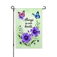thumbnail image 1 of JOOCAR Linen Garden Flag with Butterflies and Flowers - Always in Our Hearts - for Spring Summer Home Outdoor Garden Yard Door Decor 12x18 inch, 1 of 5