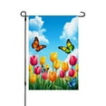 thumbnail image 1 of JOOCAR Linen Garden Flag with Butterflies and Tulips for Spring Summer Home Outdoor Garden Yard Door Decor 12x18 inch, 1 of 5
