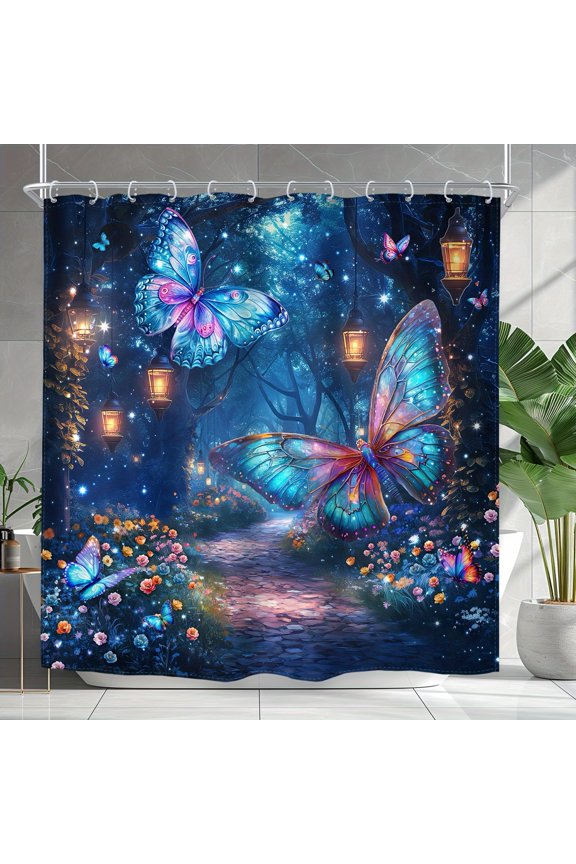 Magical Butterfly Garden Polyester Shower Curtain for Home Bathroom Bath Tub Decoration 72x72 inch