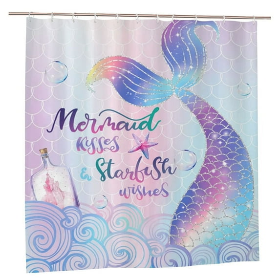 JOOCAR Mermaid Tail Fish Scale Shower Curtain for Bathroom Decor 72Wx72H Inch Colorful Ocean Theme Kids Girls Home Accessories